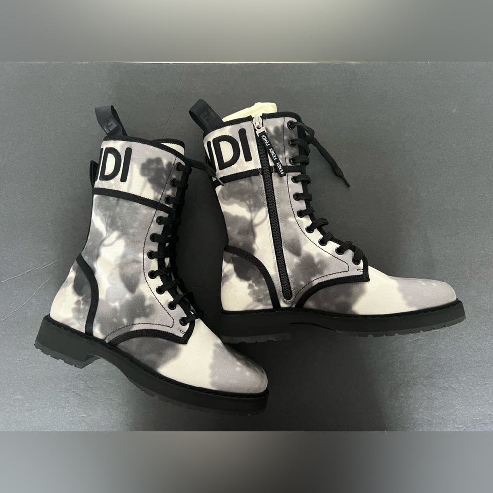 Fendi Canvas Floral Print Boots
